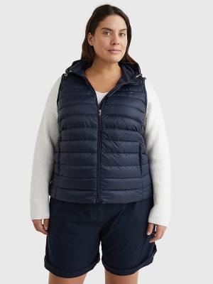 Tommy Hilfiger Curve Down-Filled Quilted Vest Ženske Plašč Modra | TH682PCS