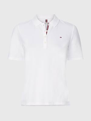 Tommy Hilfiger Curve Essential Placket Detail Ženske Polo Majica Bela | TH327MHW