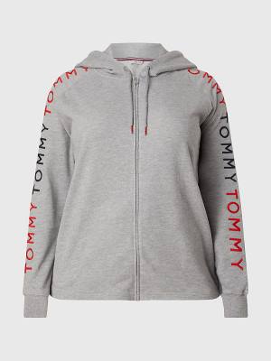 Tommy Hilfiger Curve Repeat Logo Zip-Thru Ženske Pulover s kapuco Siva | TH143EQJ