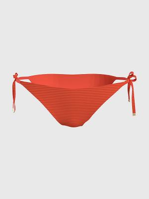 Tommy Hilfiger Curve Side Tie Ribbed Bikini Bottoms Ženske Kopalke Rdeča | TH386BDJ