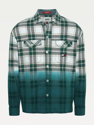 Tommy Hilfiger Dip Dye Check Overshirt Moški Srajce Zelena | TH438ESC