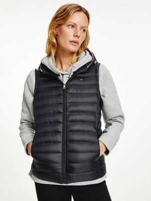 Tommy Hilfiger Down-Filled Quilted Vest Ženske Plašč Črna | TH158ZAC