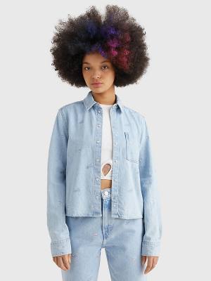 Tommy Hilfiger Embroidery Cropped Denim Ženske Srajce Denim | TH527QXM