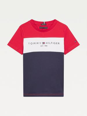 Tommy Hilfiger Essential Colour-Blocked Organic Cotton Fantje Majice Modra | TH914UAK