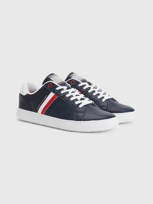 Tommy Hilfiger Essential Leather Cupsole Moški Superge Modra | TH294NIS