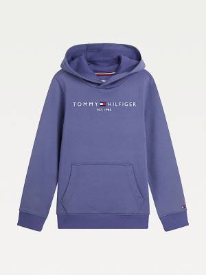 Tommy Hilfiger Essential Logo Dekleta Pulover s kapuco Modra | TH492PLG