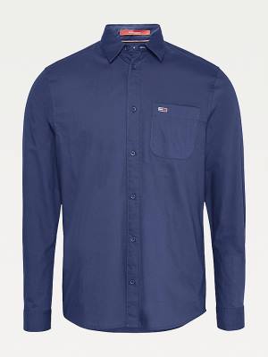 Tommy Hilfiger Essential Organic Cotton Poplin Moški Srajce Modra | TH214WBL