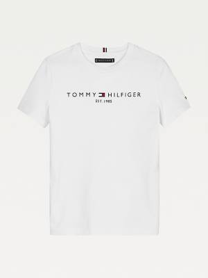 Tommy Hilfiger Essential Organic Cotton Logo Fantje Majice Bela | TH465PMS