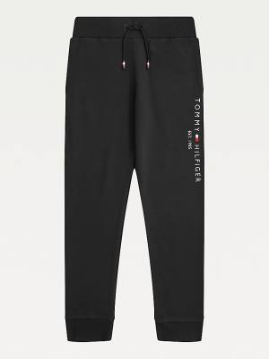 Tommy Hilfiger Essential Organic Cotton Logo Joggers Dekleta Hlače Črna | TH547TFG