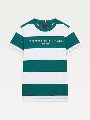 Tommy Hilfiger Essential Organic Cotton Stripe Fantje Majice Zelena | TH940RSH