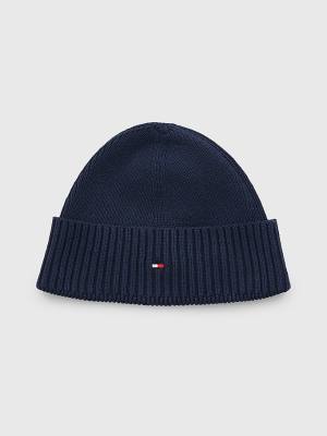 Tommy Hilfiger Essential Rib Knit Short Beanie Moški Kapa Modra | TH073SXT