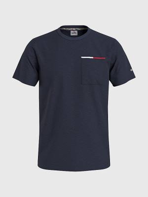 Tommy Hilfiger Essential Signature Pocket Moški Majice Modra | TH039PRY