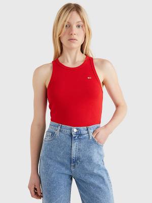 Tommy Hilfiger Feminine Ribbed Tank Top Ženske Majice Rdeča | TH518SXU