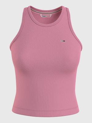 Tommy Hilfiger Feminine Ribbed Tank Top Ženske Majice Roza | TH654KHC