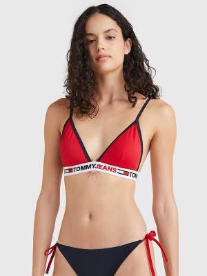 Tommy Hilfiger Fixed Triangle Bikini Top Ženske Kopalke Rdeča | TH604EYT