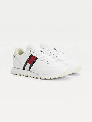 Tommy Hilfiger Flag Leather Ženske Superge Bela | TH095URO