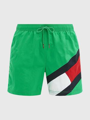 Tommy Hilfiger Flag Mid Length Drawstring Shorts Moški Kopalke Zelena | TH576ETX