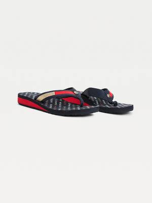 Tommy Hilfiger Flag Plaque Mid-Wedge Flip-Flop Ženske Sandali Modra | TH246NLC