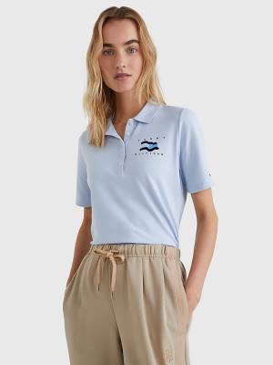 Tommy Hilfiger Flock Flag Ženske Polo Majica Modra | TH398POC