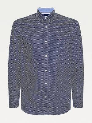 Tommy Hilfiger Geometric Print Slim Fit Moški Srajce Modra | TH295SUY