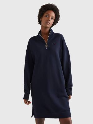 Tommy Hilfiger Half Zip Relaxed Jumper Ženske Obleke Modra | TH630UWS