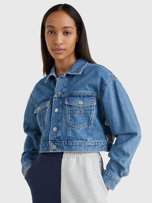 Tommy Hilfiger Hemp Denim Cropped Trucker Ženske Jakne Denim | TH673SBU