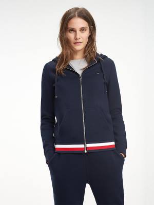 Tommy Hilfiger Heritage Zip-Thru Ženske Pulover s kapuco Modra | TH204LOU