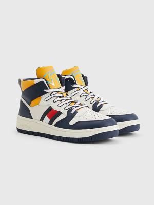 Tommy Hilfiger High-Top Leather Retro Basketball Moški Superge Modra | TH258NKS