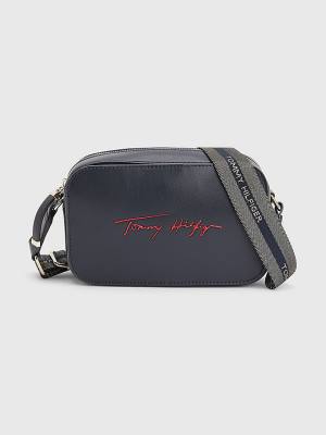 Tommy Hilfiger Iconic Signature Camera Ženske Torbice Modra | TH137QGT