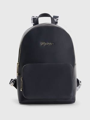 Tommy Hilfiger Iconic Signature Plaque Backpack Ženske Torbice Modra | TH360IXJ