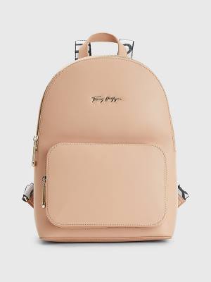 Tommy Hilfiger Iconic Signature Plaque Backpack Ženske Torbice Bež | TH839YXH