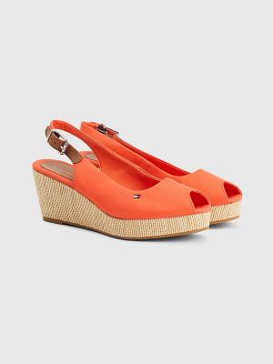 Tommy Hilfiger Iconic Slingback Espadrille Wedges Ženske Sandali Rdeča | TH152QUA