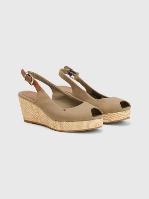 Tommy Hilfiger Iconic Slingback Espadrille Wedges Ženske Sandali Rjav | TH759NQF