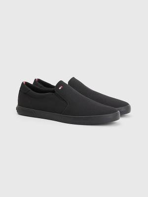 Tommy Hilfiger Iconic Slip-On Canvas Moški Superge Črna | TH692ZWB