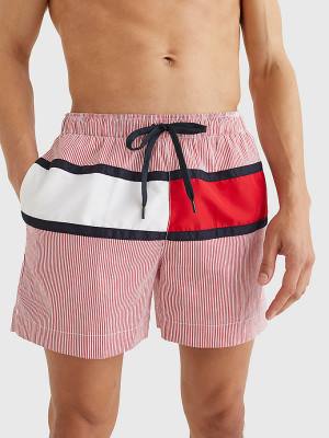 Tommy Hilfiger Ithaca Stripe Colour-Blocked Mid Length Shorts Moški Kopalke Rdeča | TH076CZR
