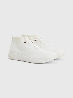 Tommy Hilfiger Knitted Runner High-Top Moški Superge Bela | TH214VTP