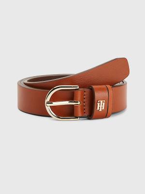 Tommy Hilfiger Leather Monogram Ženske Pas Za Hlače Rjav | TH083PJQ