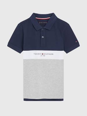 Tommy Hilfiger Logo Colour-Blocked Polo Fantje Majice Siva | TH306LCS