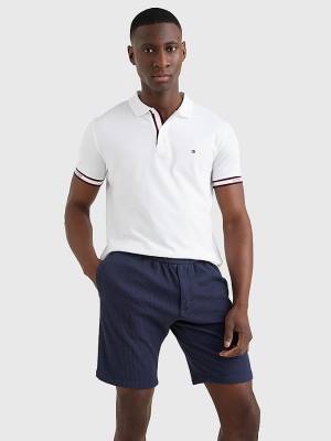 Tommy Hilfiger Logo Cuff Regular Fit Moški Polo Majica Bela | TH740VAD