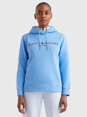 Tommy Hilfiger Logo Drawstring Regular Fit Ženske Pulover s kapuco Modra | TH536LOA