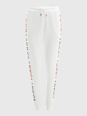 Tommy Hilfiger Logo Embroidery Tapered Joggers Ženske Hlače Bela | TH812CKG