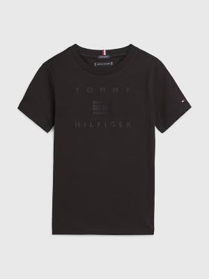 Tommy Hilfiger Logo Fantje Majice Črna | TH078LTG