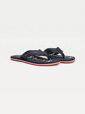 Tommy Hilfiger Logo Flip-Flops Moški Sandali Modra | TH264AYG