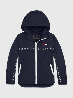 Tommy Hilfiger Logo Tape Chicago Windbreaker Dekleta Jakne Modra | TH965HRY