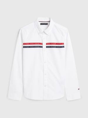 Tommy Hilfiger Logo Tape Oxford Fantje Srajce Bela | TH068IQG