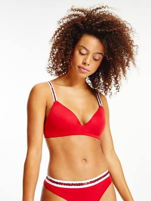 Tommy Hilfiger Logo Tape Triangle Bra Ženske Spodnje Perilo Rdeča | TH958EIR