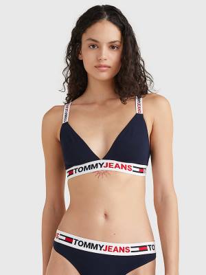 Tommy Hilfiger Logo Underband Triangle Bra Ženske Spodnje Perilo Modra | TH984KRN