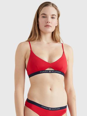 Tommy Hilfiger Logo Waistband Bikini Bralette Ženske Kopalke Rdeča | TH180RQD