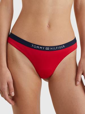 Tommy Hilfiger Logo Waistband Brazilian Bikini Bottoms Ženske Kopalke Rdeča | TH203ECO