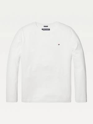 Tommy Hilfiger Long-Sleeve Organic Cotton Dekleta Majice Bela | TH493BWN